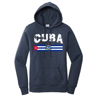 Vintage Cuba Emblem Cuban Flag Women's Pullover Hoodie