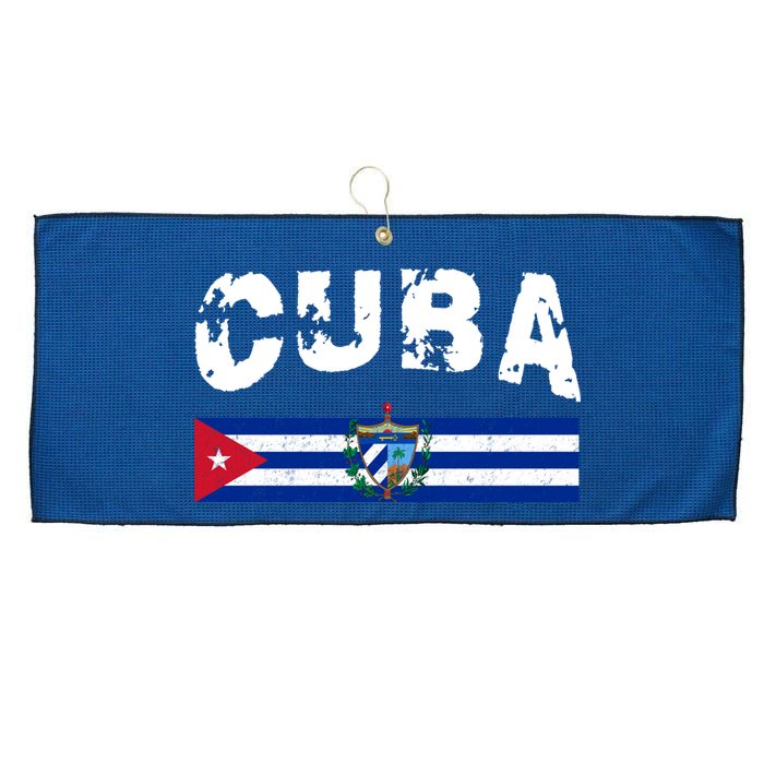 Vintage Cuba Emblem Cuban Flag Large Microfiber Waffle Golf Towel