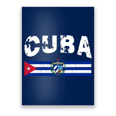 Vintage Cuba Emblem Cuban Flag Poster