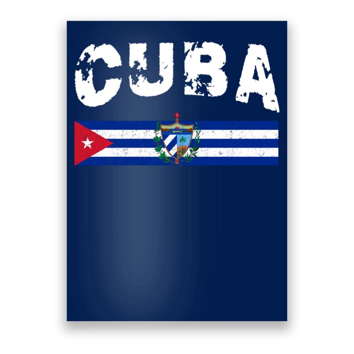 Vintage Cuba Emblem Cuban Flag Poster