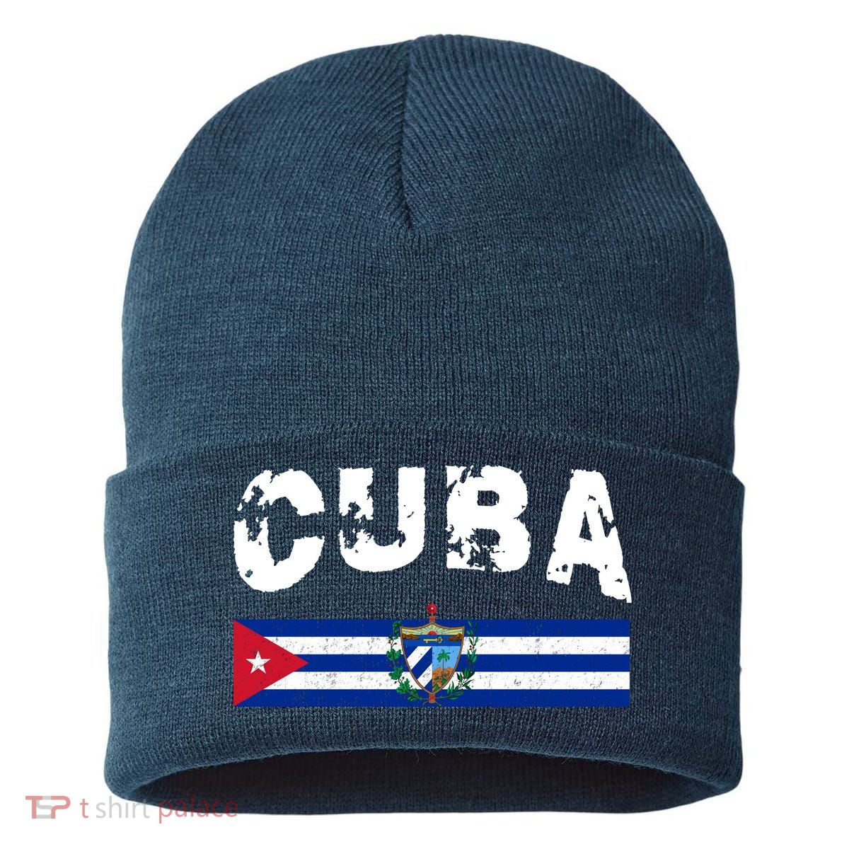 Vintage Cuba Emblem Cuban Flag Sustainable Knit Beanie