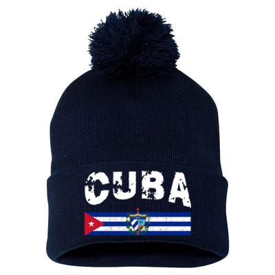 Vintage Cuba Emblem Cuban Flag Pom Pom 12in Knit Beanie