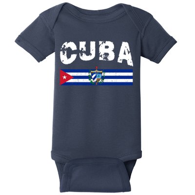 Vintage Cuba Emblem Cuban Flag Baby Bodysuit