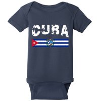 Vintage Cuba Emblem Cuban Flag Baby Bodysuit