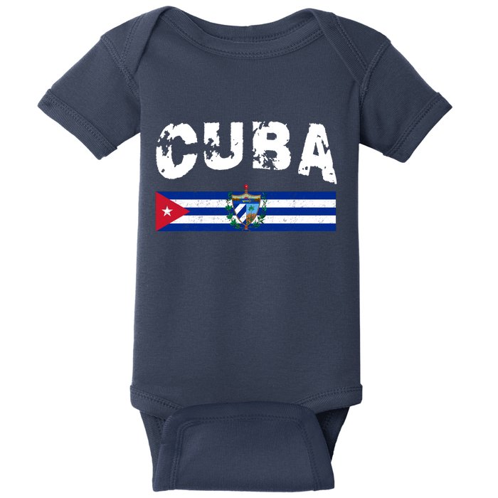 Vintage Cuba Emblem Cuban Flag Baby Bodysuit