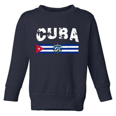 Vintage Cuba Emblem Cuban Flag Toddler Sweatshirt