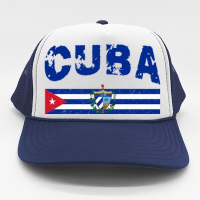 Vintage Cuba Emblem Cuban Flag Trucker Hat