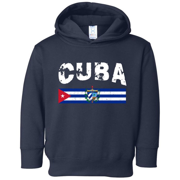 Vintage Cuba Emblem Cuban Flag Toddler Hoodie