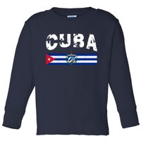 Vintage Cuba Emblem Cuban Flag Toddler Long Sleeve Shirt