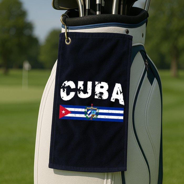 Vintage Cuba Emblem Cuban Flag Golf Towel