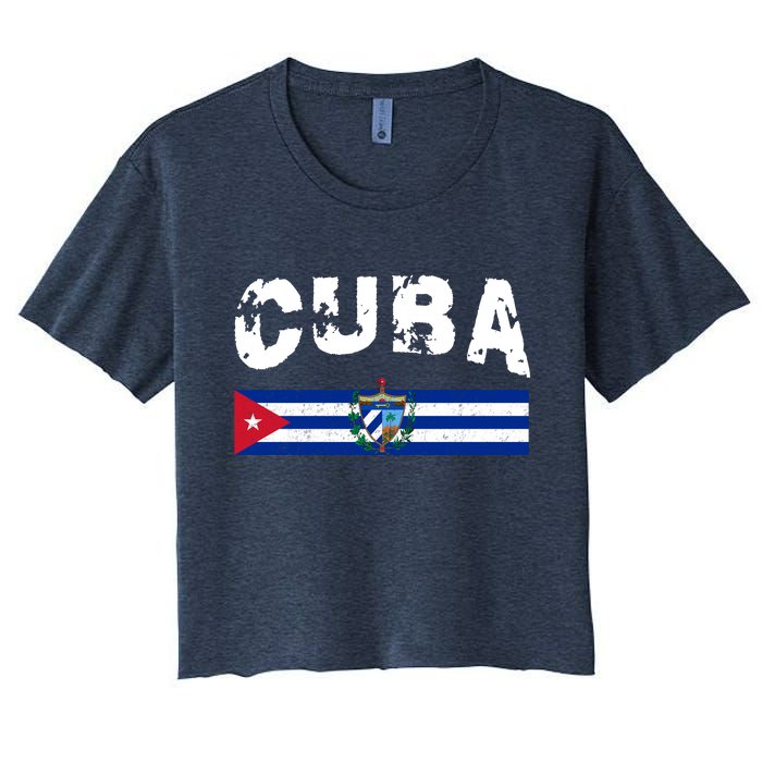 Vintage Cuba Emblem Cuban Flag Women's Crop Top Tee