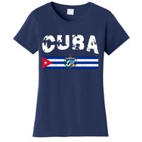 Vintage Cuba Emblem Cuban Flag Women's T-Shirt