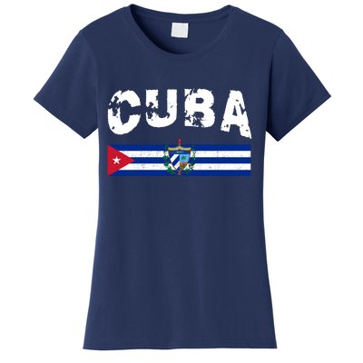 Vintage Cuba Emblem Cuban Flag Women's T-Shirt