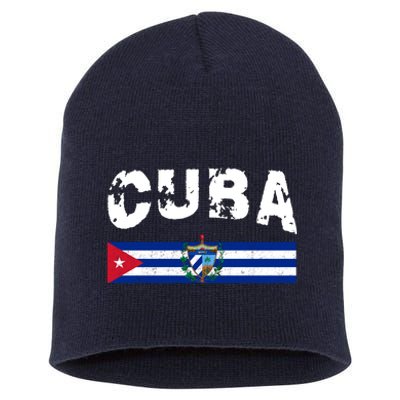 Vintage Cuba Emblem Cuban Flag Short Acrylic Beanie