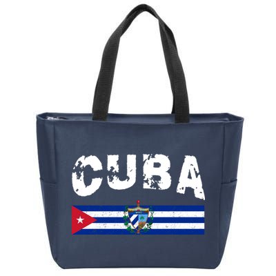 Vintage Cuba Emblem Cuban Flag Zip Tote Bag
