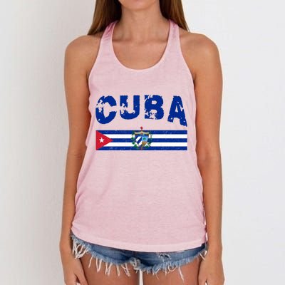 Vintage Cuba Emblem Cuban Flag Women's Knotted Racerback Tank