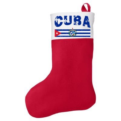 Vintage Cuba Emblem Cuban Flag Felt Holiday Christmas Stocking