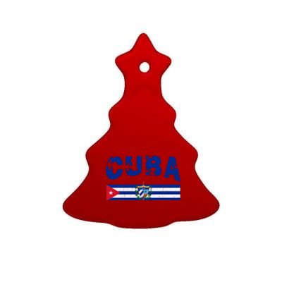 Vintage Cuba Emblem Cuban Flag Ceramic Tree Ornament