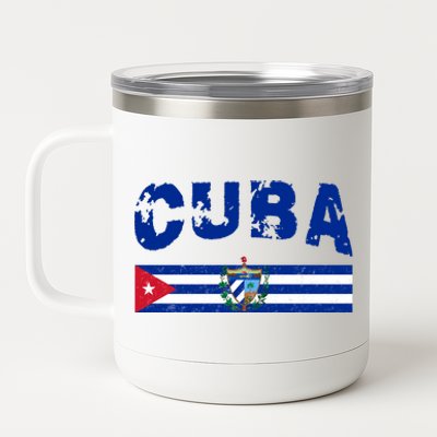 Vintage Cuba Emblem Cuban Flag 12 oz Stainless Steel Tumbler Cup