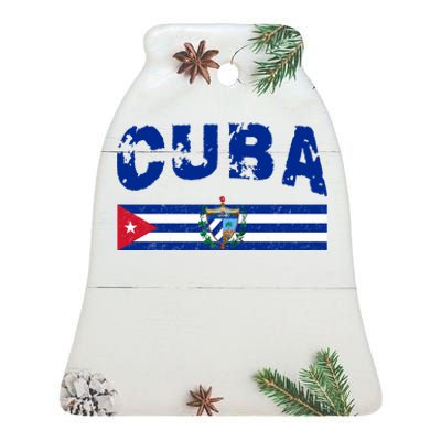 Vintage Cuba Emblem Cuban Flag Ceramic Bell Ornament