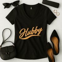 Vintage Cute Hubby Married Life Women's V-Neck T-Shirt