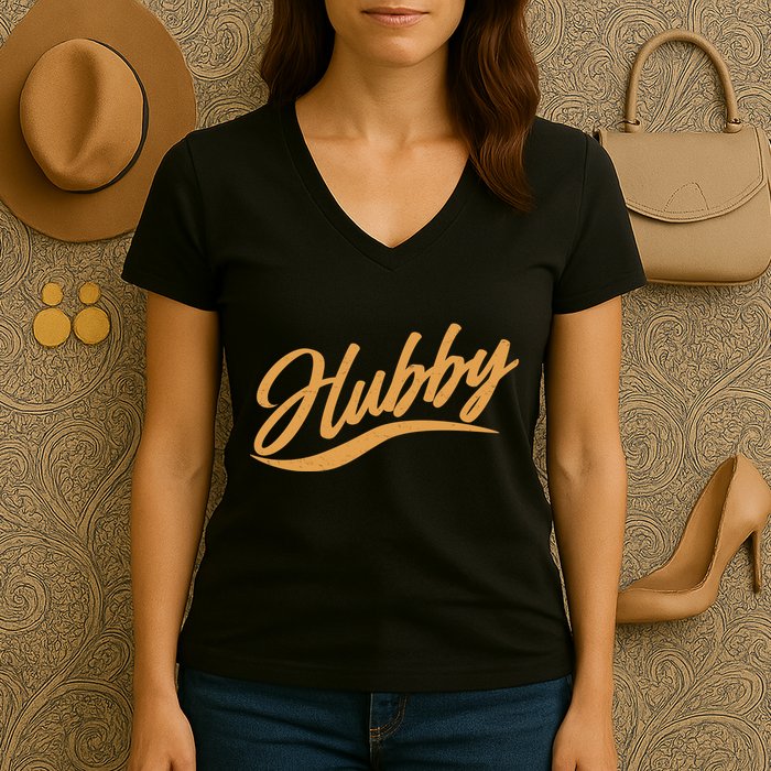 Vintage Cute Hubby Married Life Women's V-Neck T-Shirt