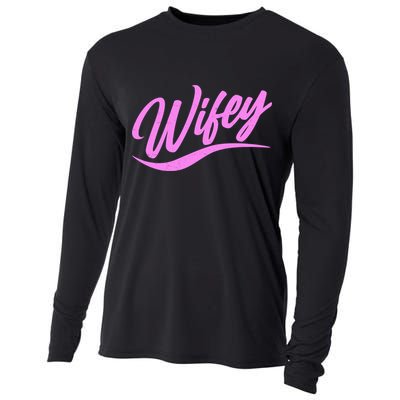 Vintage Cute Wifey Married Life Cooling Performance Long Sleeve Crew