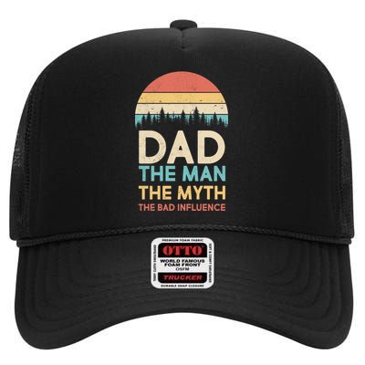 Vintage Dad Man Myth The Bad Influence High Crown Mesh Back Trucker Hat