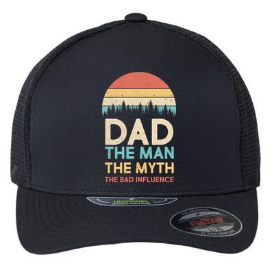 Vintage Dad Man Myth The Bad Influence Flexfit Unipanel Trucker Cap