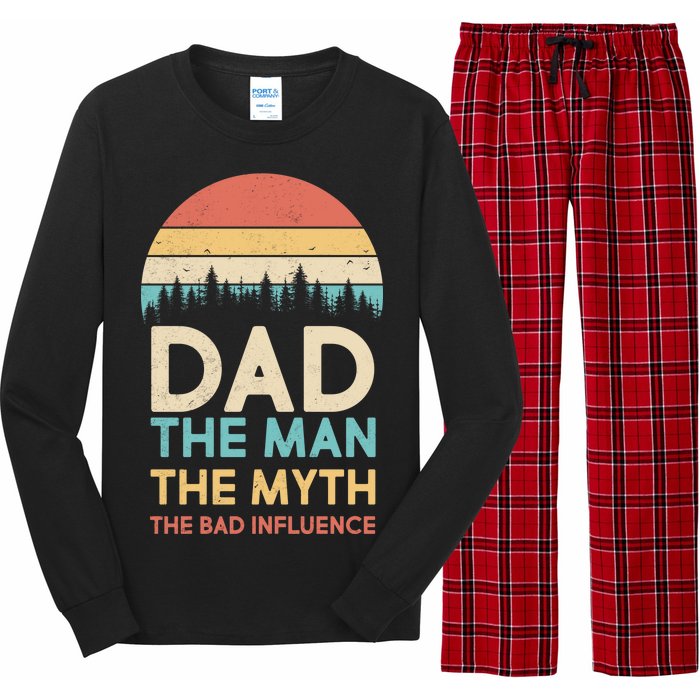 Vintage Dad Man Myth The Bad Influence Long Sleeve Pajama Set