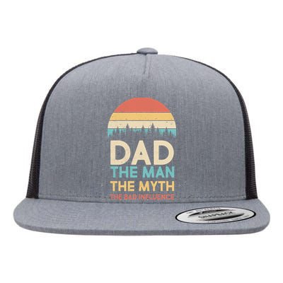 Vintage Dad Man Myth The Bad Influence Flat Bill Trucker Hat