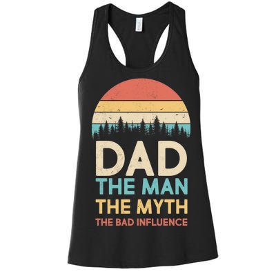 Vintage Dad Man Myth The Bad Influence Women's Racerback Tank