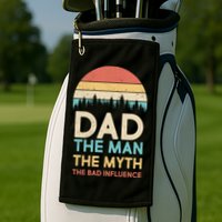 Vintage Dad Man Myth The Bad Influence Golf Towel