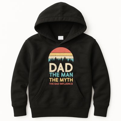 Vintage Dad Man Myth The Bad Influence Kids Hoodie
