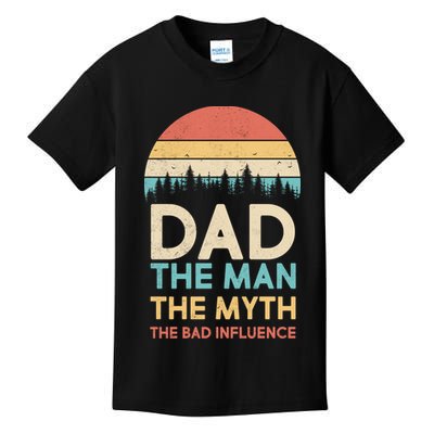 Vintage Dad Man Myth The Bad Influence Kids T-Shirt
