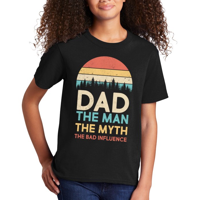 Vintage Dad Man Myth The Bad Influence Kids T-Shirt