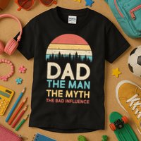 Vintage Dad Man Myth The Bad Influence Kids T-Shirt