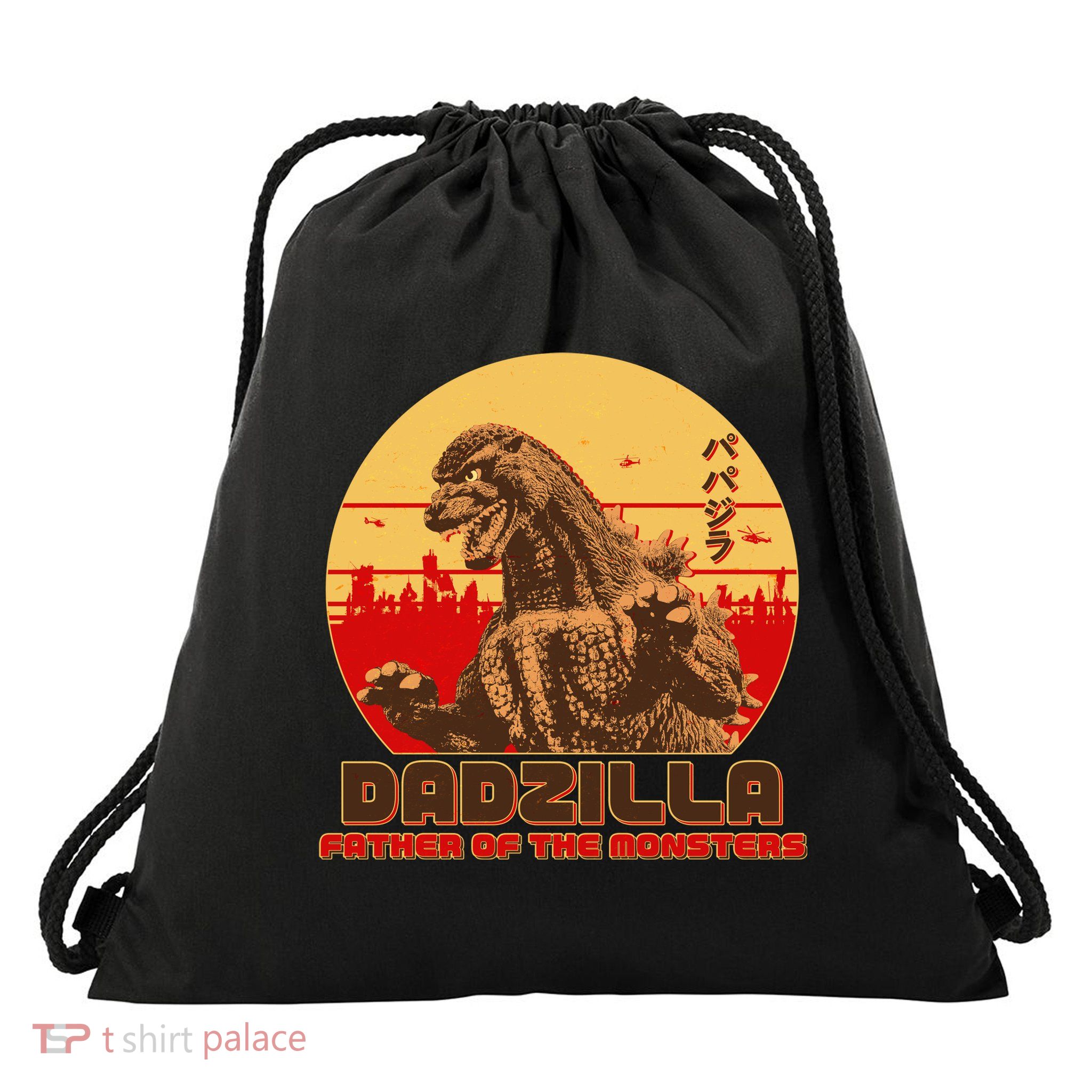 Vintage Dadzilla Father of the Monsters Drawstring Bag