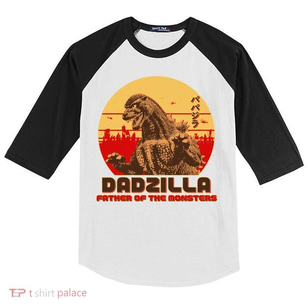Vintage Dadzilla Father of the Monsters Kids Colorblock Raglan Jersey