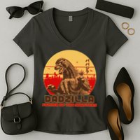 Vintage Dadzilla Father of the Monsters Women's V-Neck T-Shirt