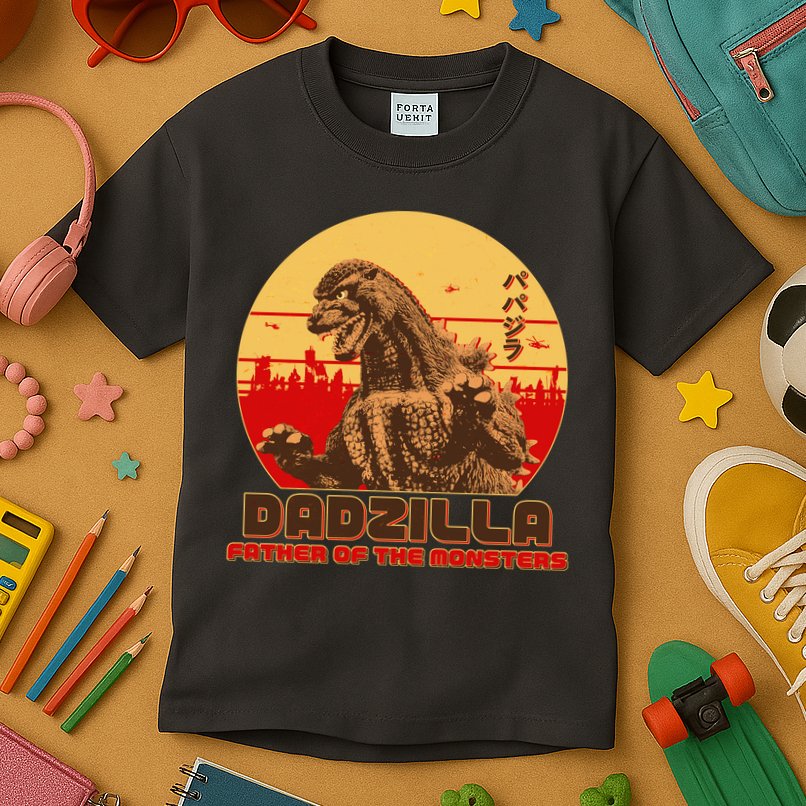 Vintage Dadzilla Father of the Monsters Kids T-Shirt