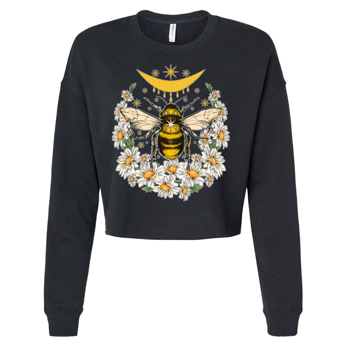 Vintage Daisy Honey Moon Bee Cropped Pullover Crew
