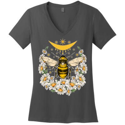 Vintage Daisy Honey Moon Bee Women's V-Neck T-Shirt