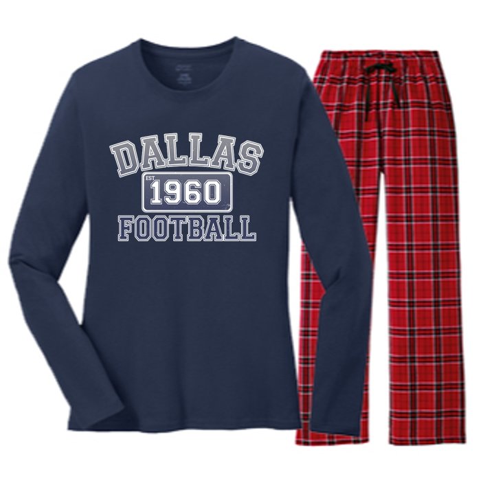 Vintage Dallas Texas Football Est 1960 Women's Long Sleeve Flannel Pajama Set 