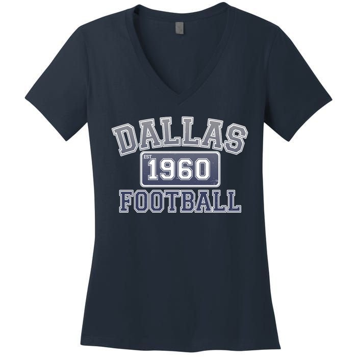 Vintage Dallas Texas Football Est 1960 Women's V-Neck T-Shirt