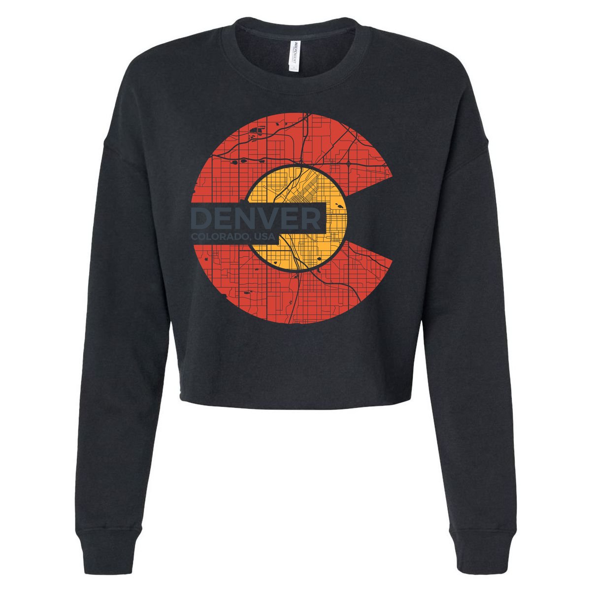 Vintage Denver Colorado Logo Cropped Pullover Crew