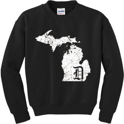 Vintage Detroit, Michigan Old English D Kids Sweatshirt