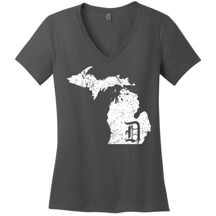 Vintage Detroit, Michigan Old English D Women's V-Neck T-Shirt