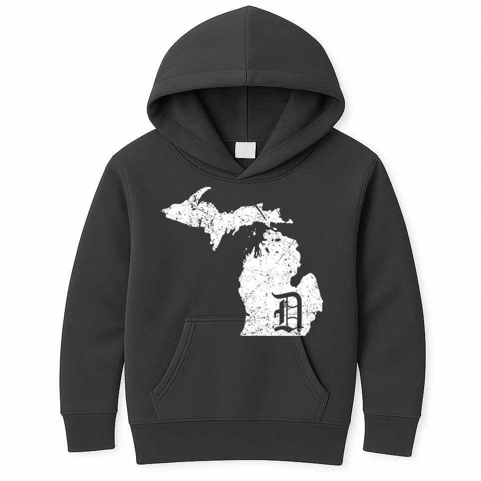 Vintage Detroit, Michigan Old English D Kids Hoodie