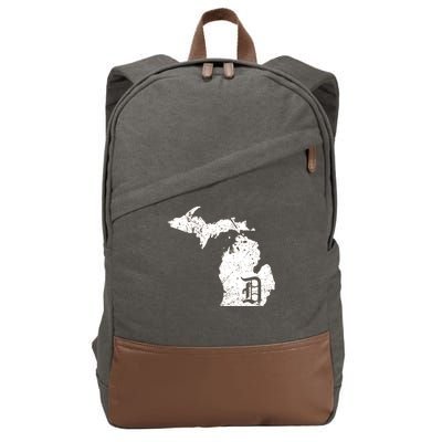 Vintage Detroit, Michigan Old English D Cotton Canvas Backpack